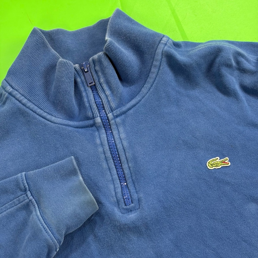 Lacoste 1/4 Zip Pullover Mens 4 M Blue Logo Cotton Mock Neck Sweatshirt France